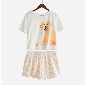 Yellow Labrador Dog Two-Piece Pajama Set